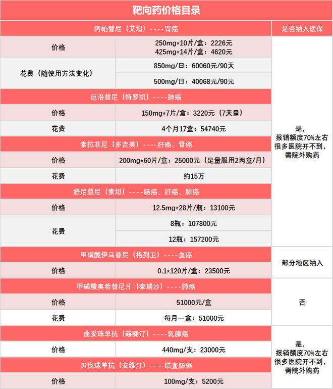 2022年靶向藥價(jià)格一覽表——全面了解靶向藥物費(fèi)用，2022年靶向藥物價(jià)格指南，全面解析靶向藥物費(fèi)用一覽表